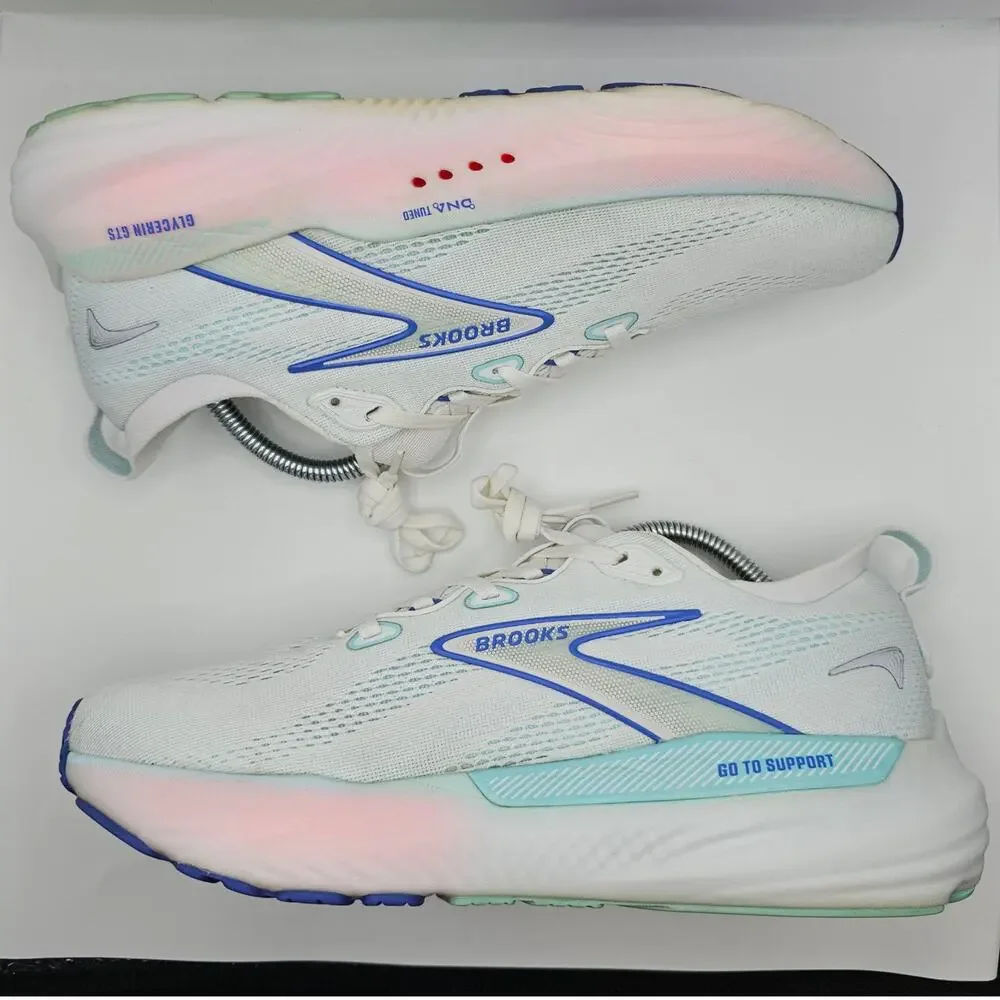 Brooks Glycerin 22 White Amparo Blue Womens 10.5 Medium B UK8.5 Running Shoes